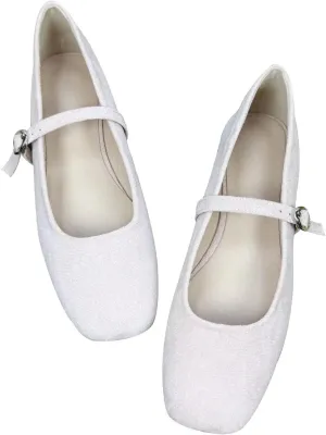 TN TANGNEST Women's Retro Color Block Mary Jane Flats Elegant Square Toe One Line Strap Ballet Flats Slip On Casual Flats
