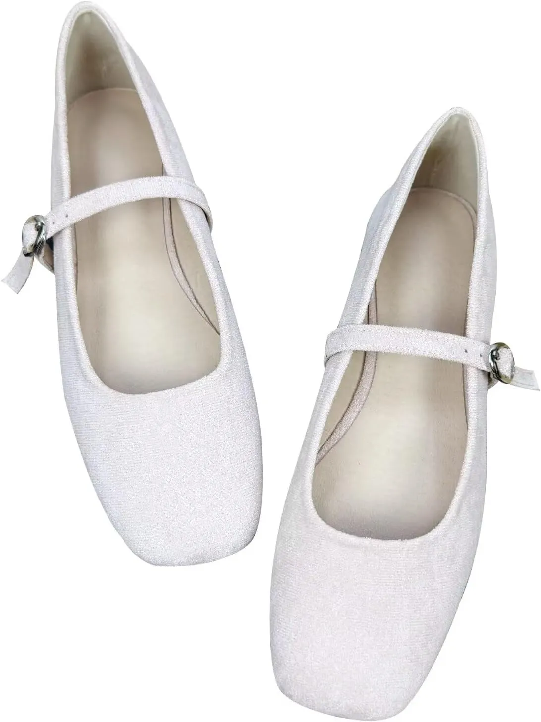TN TANGNEST Women's Retro Color Block Mary Jane Flats Elegant Square Toe One Line Strap Ballet Flats Slip On Casual Flats