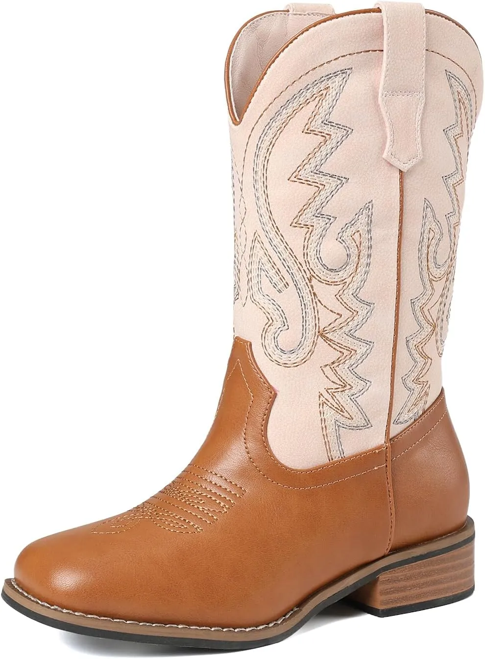 Toddler Cowboy Boots Kids Square Toe Boots Embroidered Child Western Boots Cowgirl Riding Shoes Girls Glitter For Little Big Kids