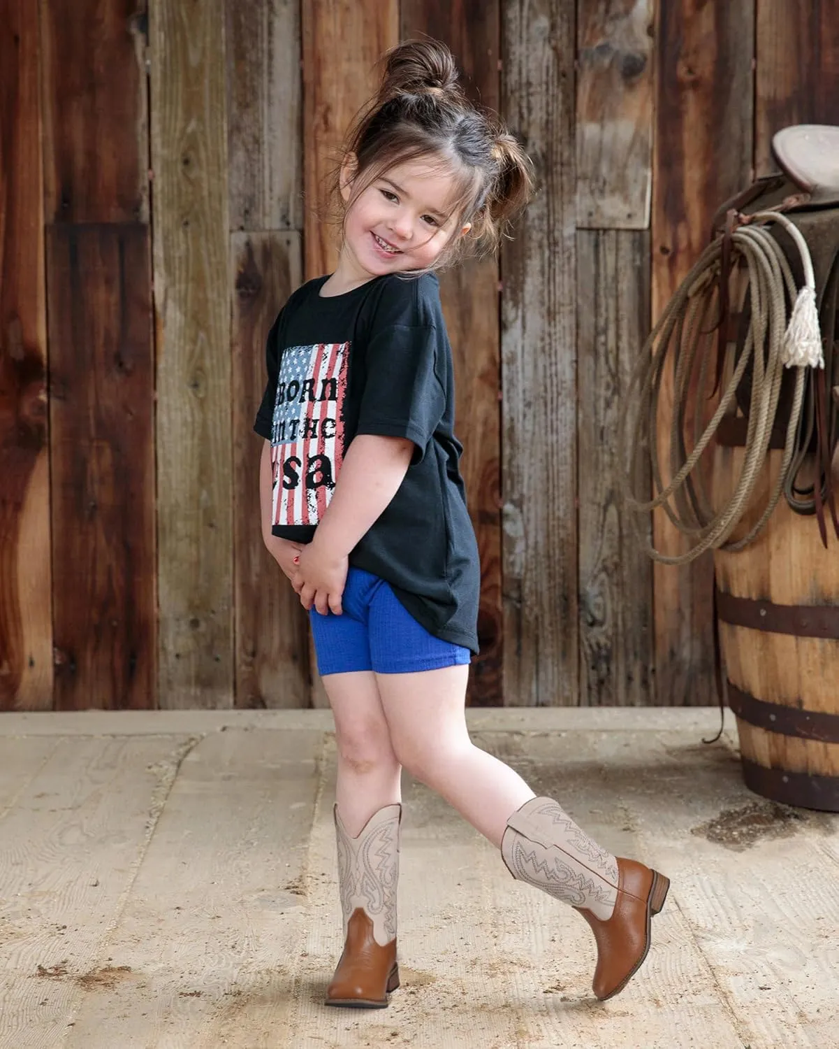 Toddler Cowboy Boots Kids Square Toe Boots Embroidered Child Western Boots Cowgirl Riding Shoes Girls Glitter For Little Big Kids
