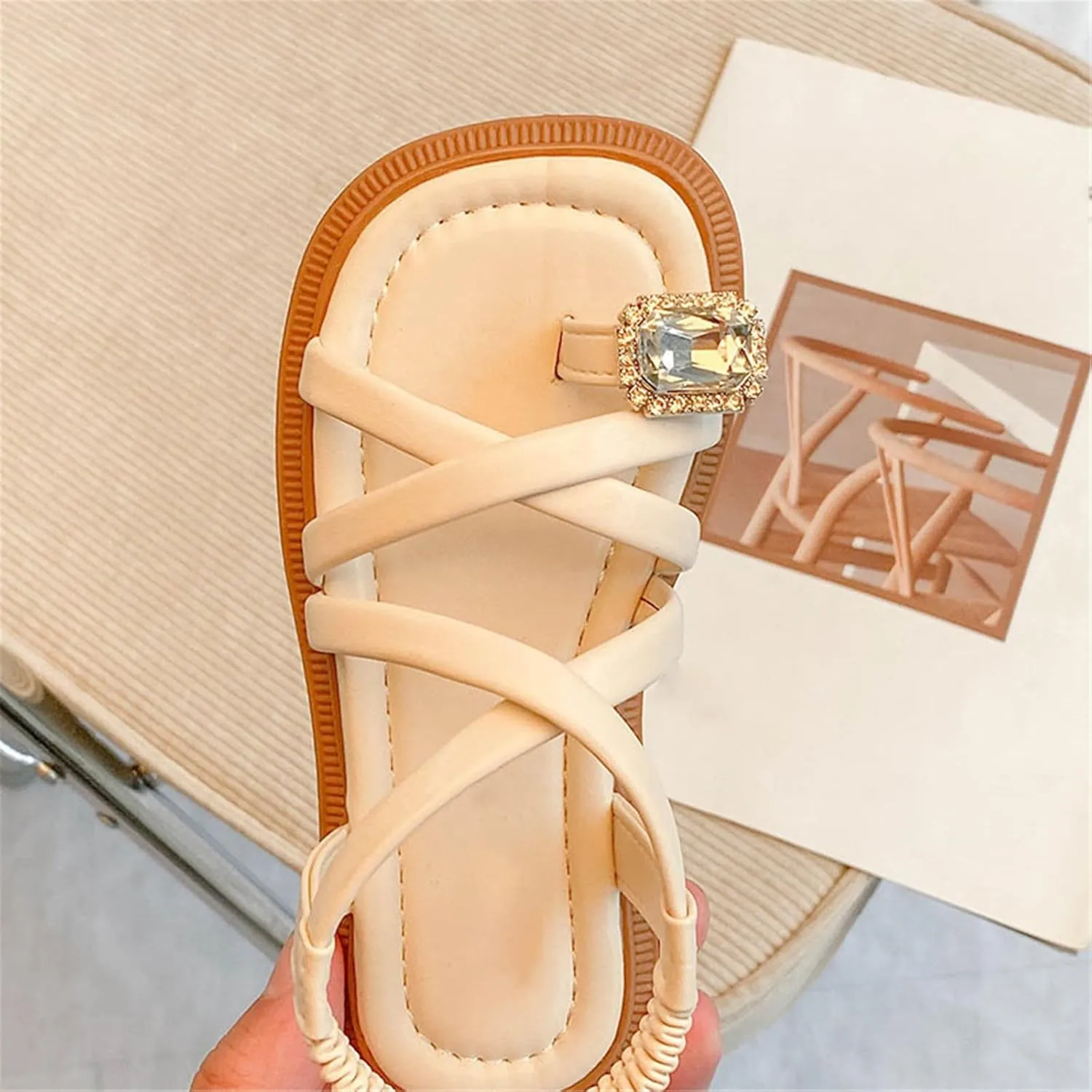 Toddler Girl Sandals Open Toe Elastic Ankle Strap Dress Shoes Summer Beach Ring Toe Strappy Flat Sandal For Infant