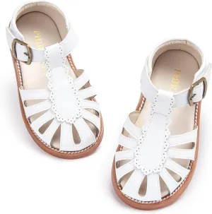 Toddler Little Girl Summer Sandals - Flower Girl Close Toe Dress Shoes Flats Wedding Princess