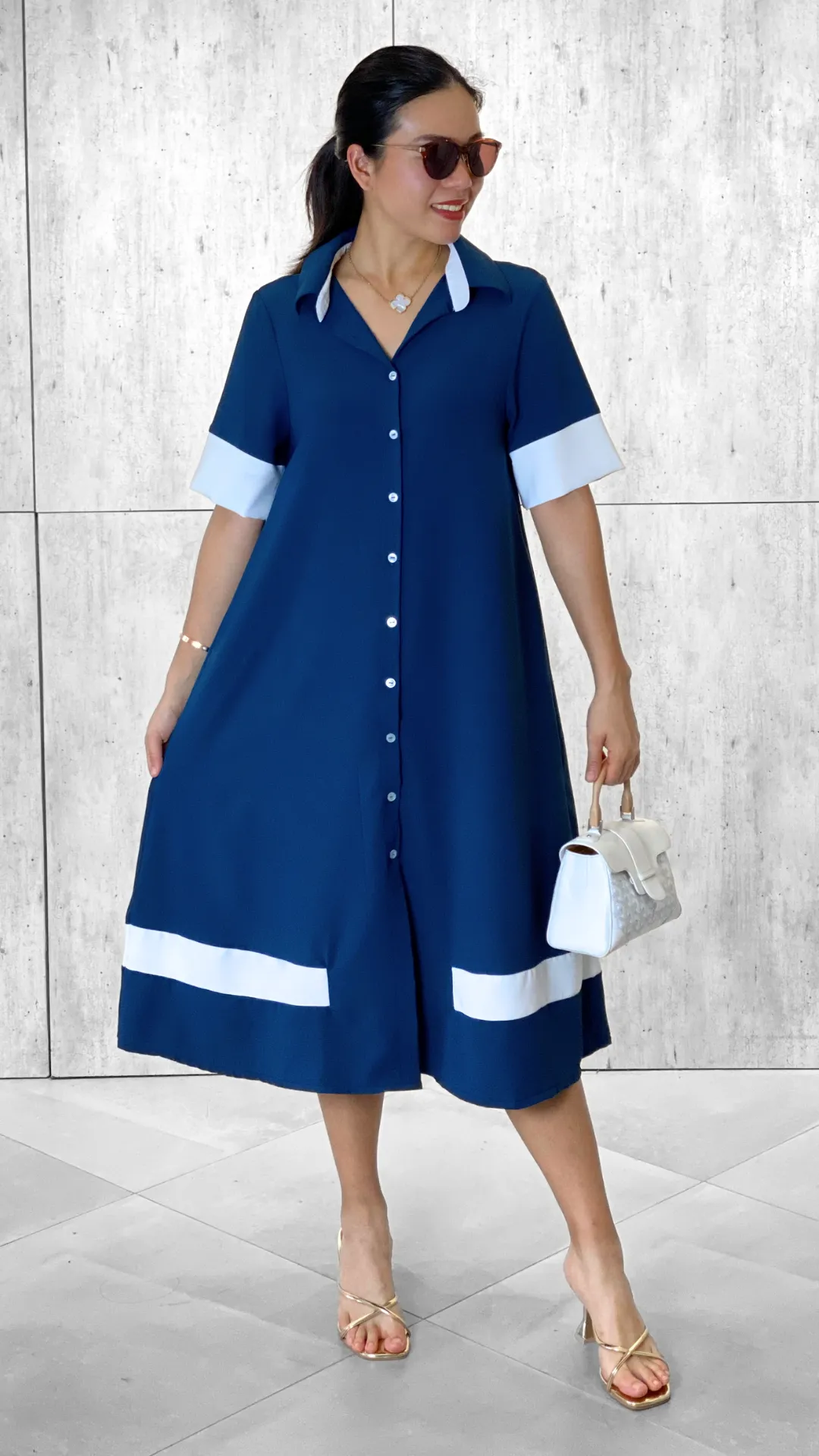 Toni (Plus Size) Accent Dress (Sash Included)