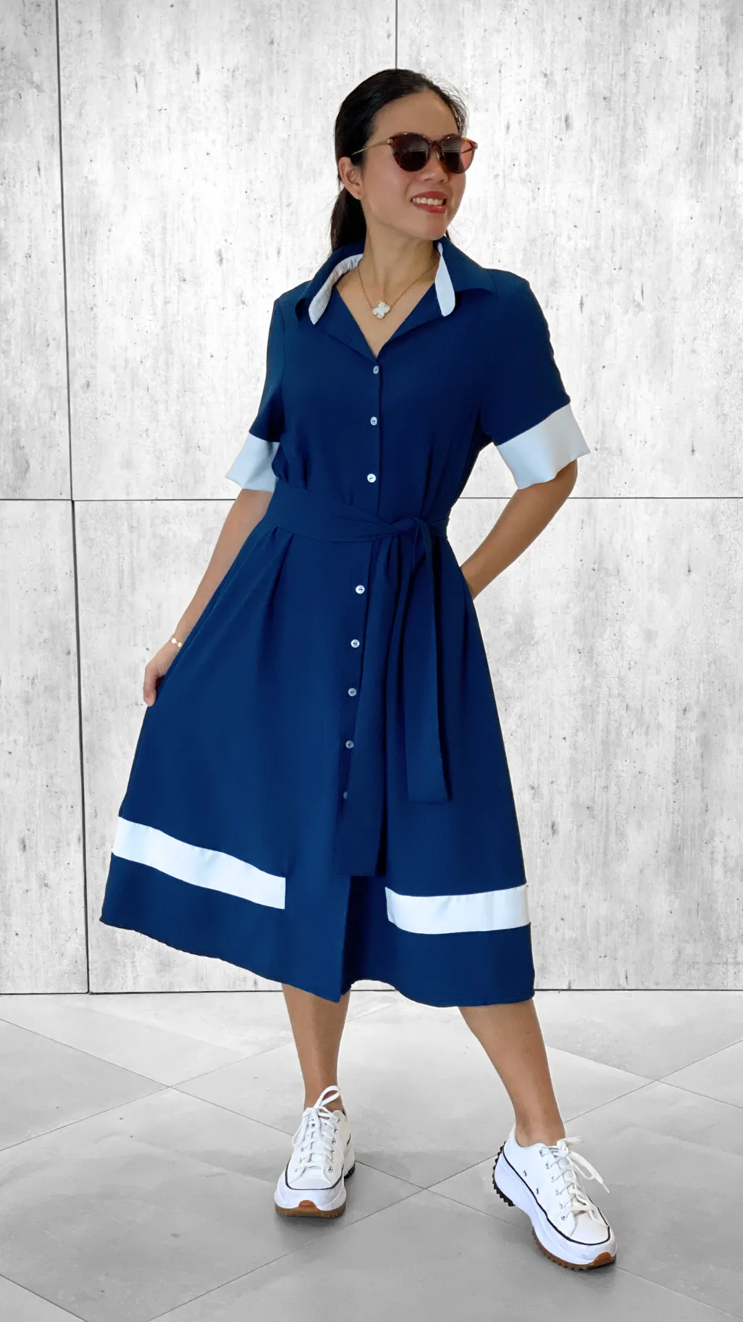 Toni (Plus Size) Accent Dress (Sash Included)