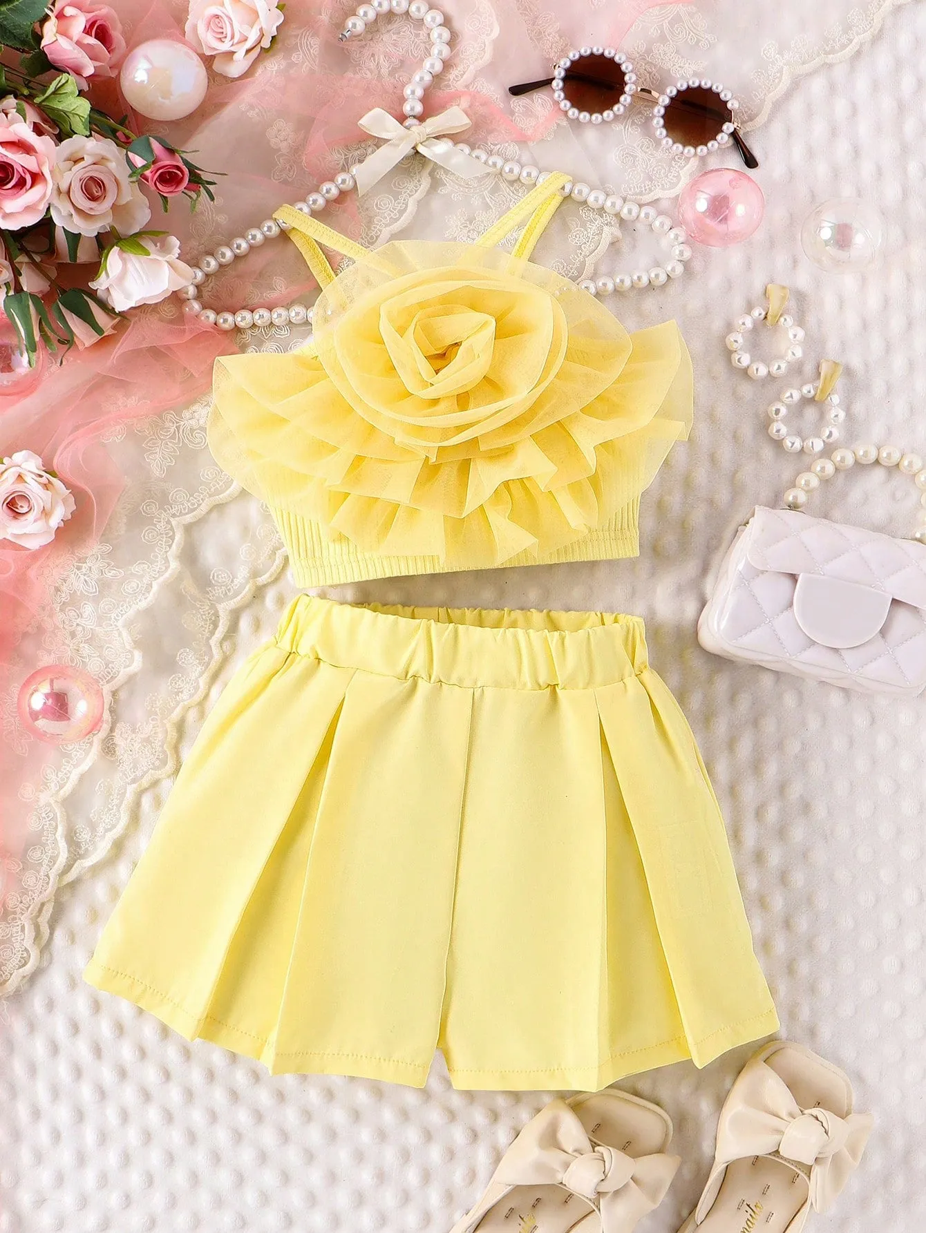 Top patchwork| Young Girl  3d Flower Patchwork Camisole Top