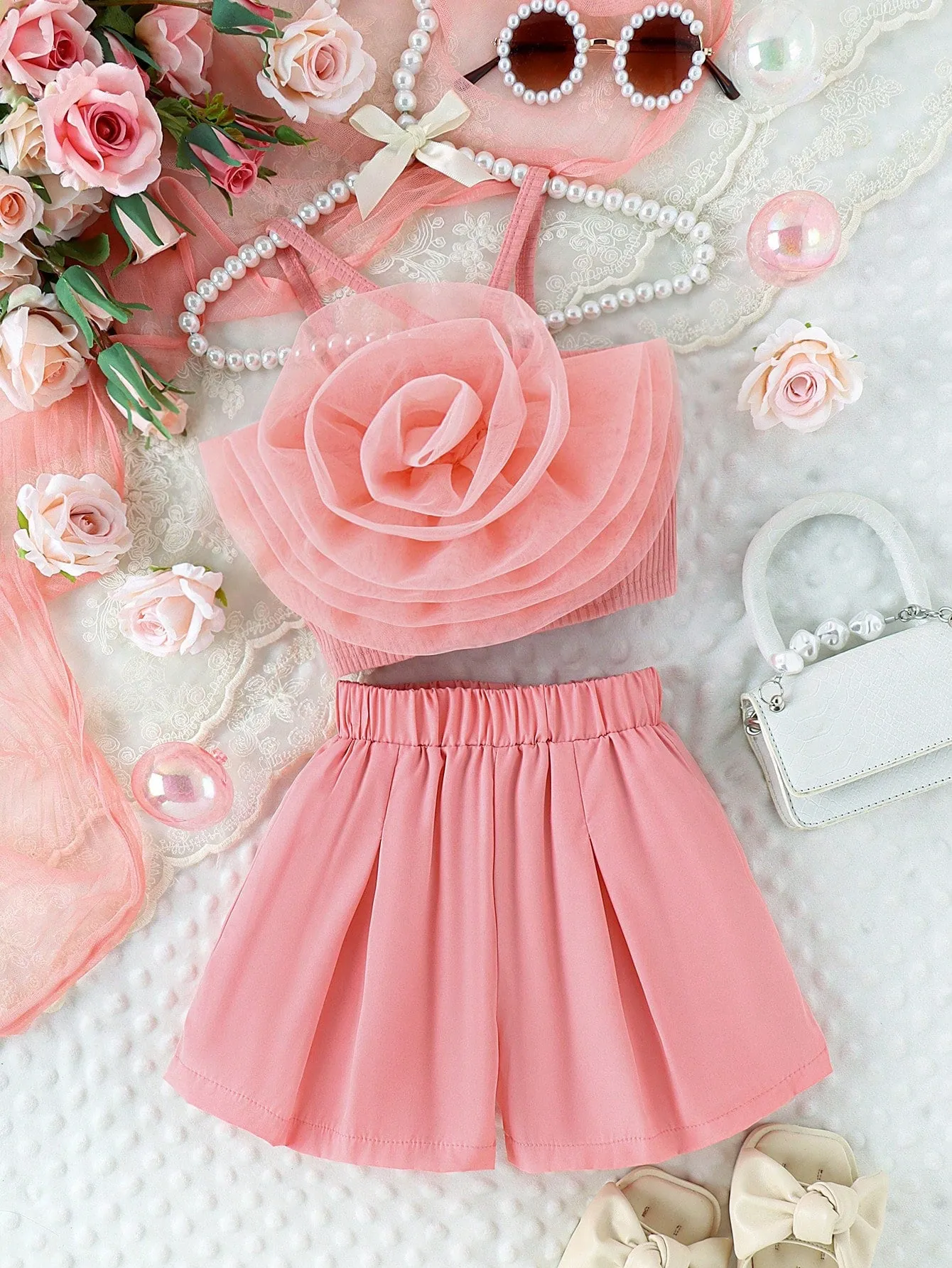 Top patchwork| Young Girl  3d Flower Patchwork Camisole Top