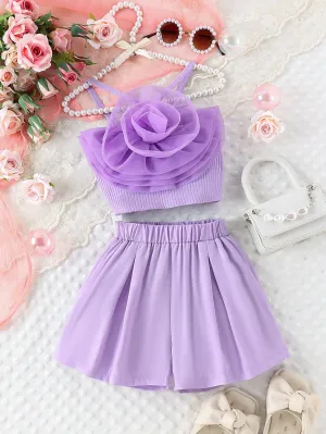 Top patchwork| Young Girl  3d Flower Patchwork Camisole Top