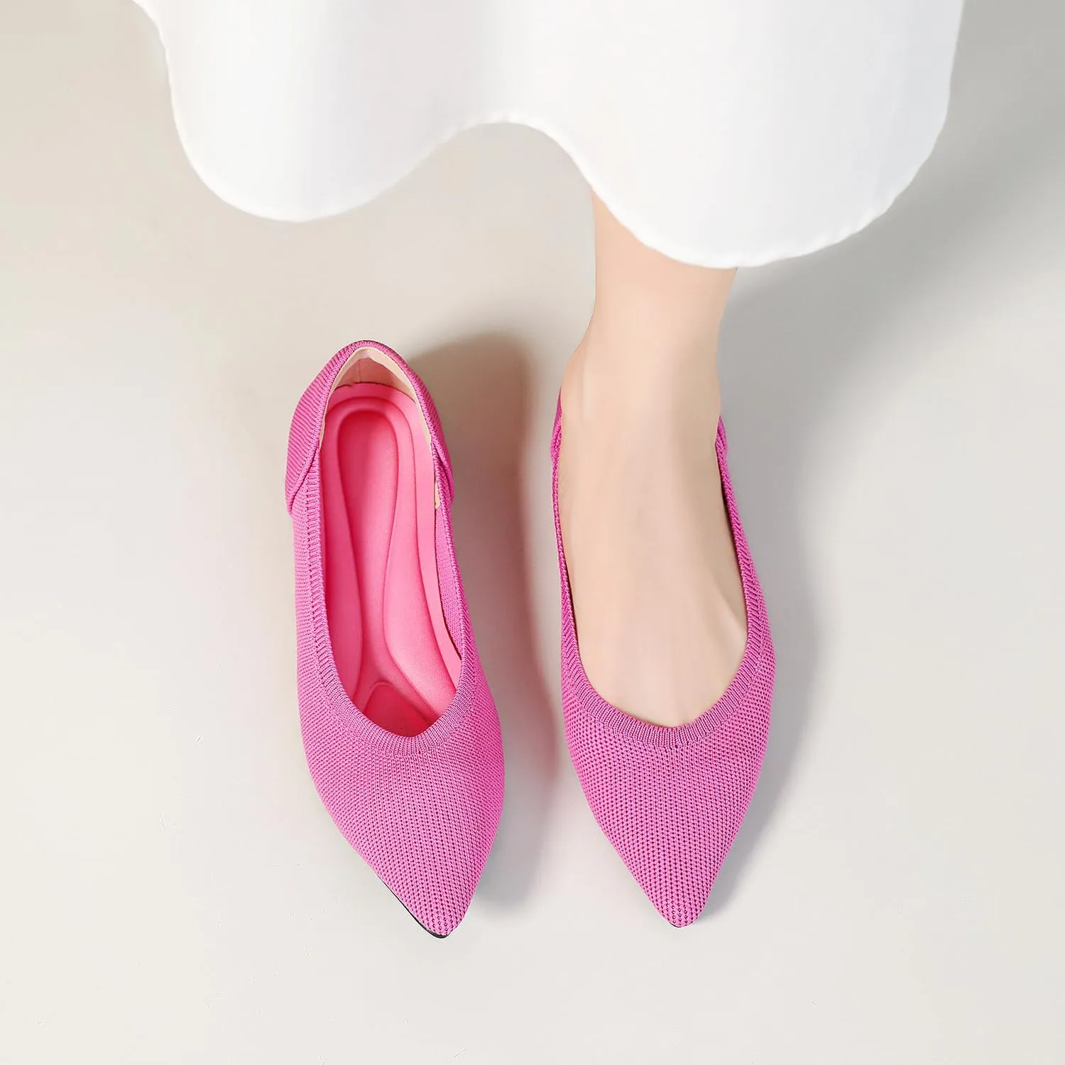 Touchmosees Women's Pointed-Toe Ballet Flats Classic Slip-On Breathable Dress Flats
