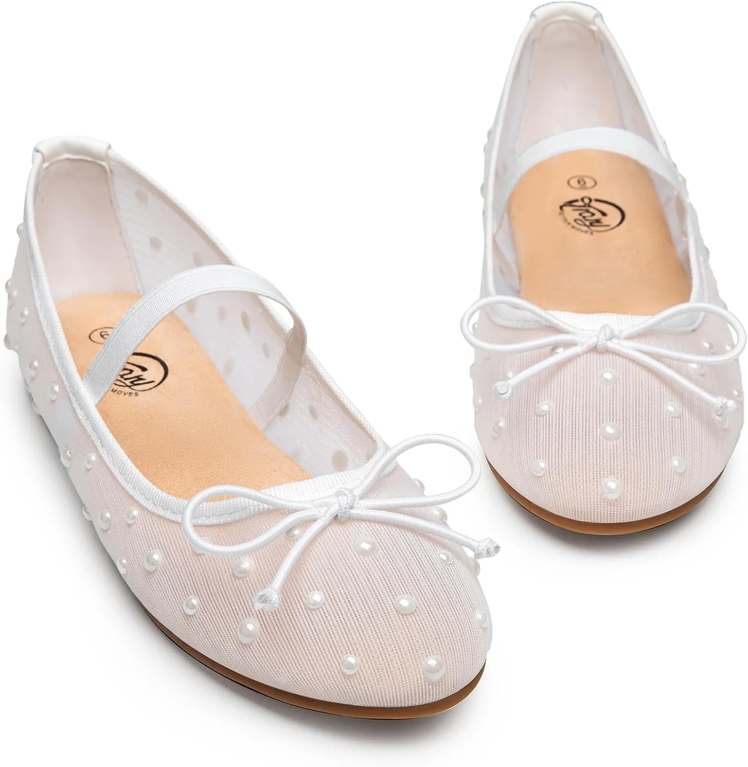 Trary Ballet Flats for Women Closed Round Toe Mary Jane Shoes Women Cute Bowknot Non-Slip Dressy Shoes Elastic Strap Comfortable Women's Flats for All-Year Daily Work Causal