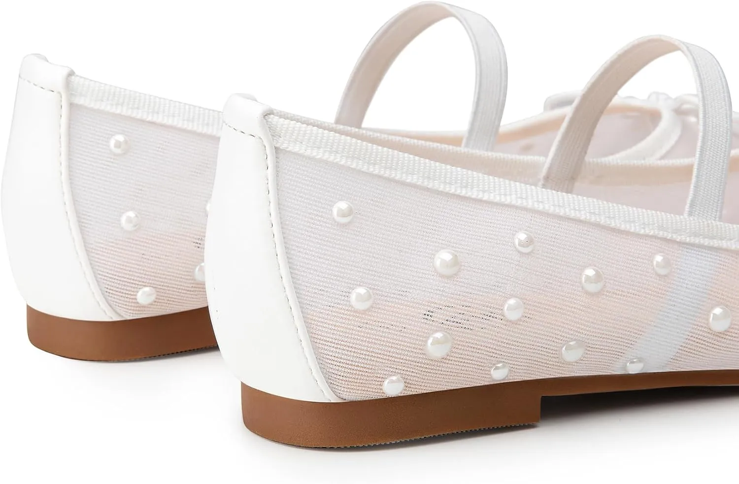 Trary Ballet Flats for Women Closed Round Toe Mary Jane Shoes Women Cute Bowknot Non-Slip Dressy Shoes Elastic Strap Comfortable Women's Flats for All-Year Daily Work Causal