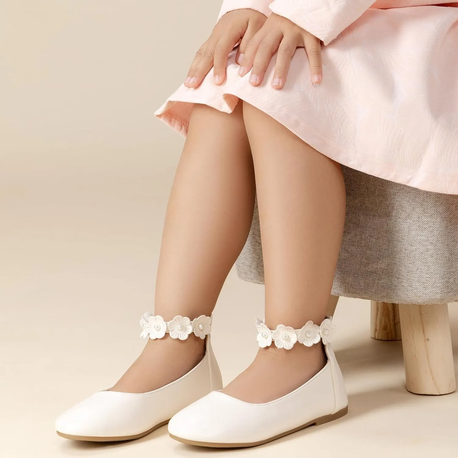 Trary Girls Dress Shoes with Ankle Strap Mary Jane Shoes Girl Ballet Flats Toddler Little Kid Big Kid Flower Girl Shoes for Wedding Party School Ballerina Flat Shoes