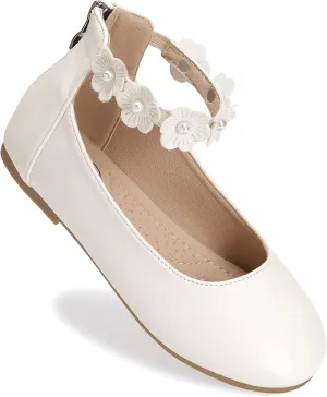 Trary Girls Dress Shoes with Ankle Strap Mary Jane Shoes Girl Ballet Flats Toddler Little Kid Big Kid Flower Girl Shoes for Wedding Party School Ballerina Flat Shoes