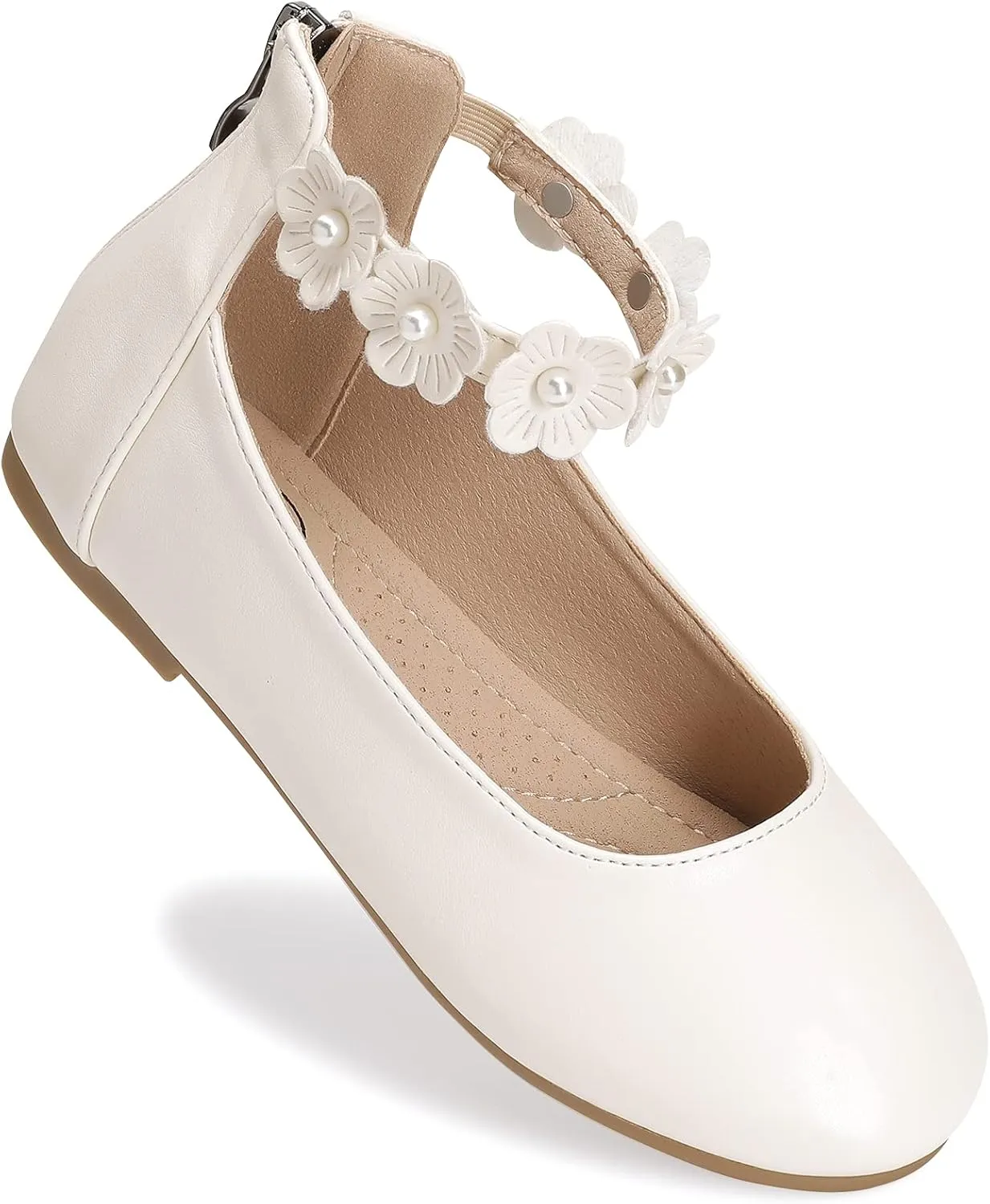 Trary Girls Dress Shoes with Ankle Strap Mary Jane Shoes Girl Ballet Flats Toddler Little Kid Big Kid Flower Girl Shoes for Wedding Party School Ballerina Flat Shoes