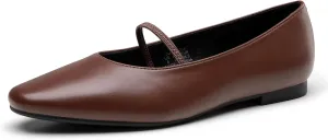 Trary Mary Jane Ballet Flats for Women - Comfortable Closed Toe Shoes With Strap