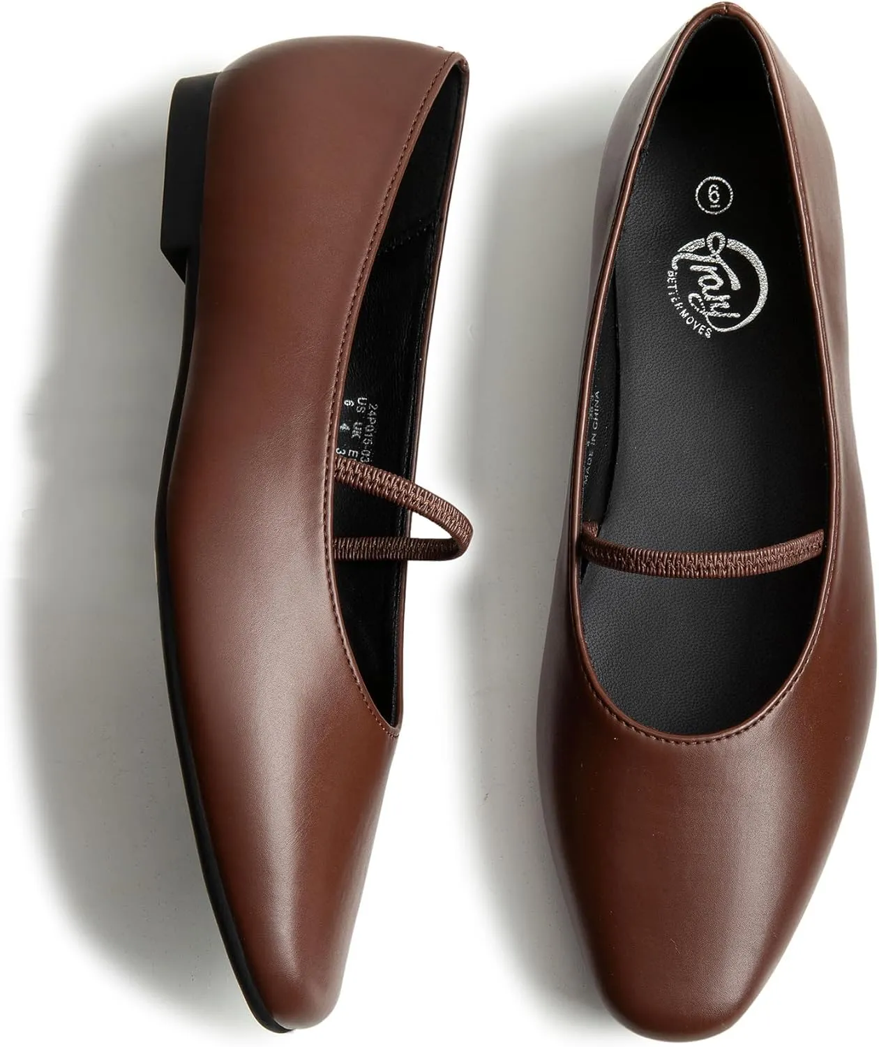Trary Mary Jane Ballet Flats for Women - Comfortable Closed Toe Shoes With Strap