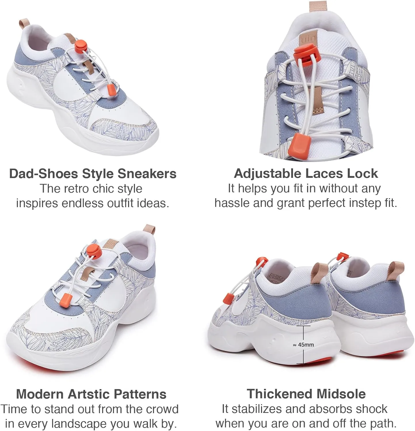 UIN Women's Chunky Fashion Sneakers Walking Casual Comfortable Art Painted Travel Dad Shoes Palma (5)