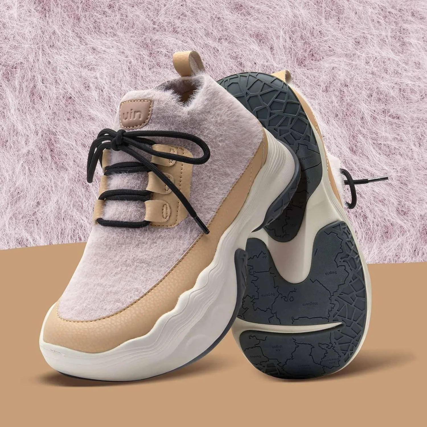 UIN Women's Chunky Platform Fashion Sneakers Walking Casual Comfortable Art Painted Travel Hiking Shoes Catalonia