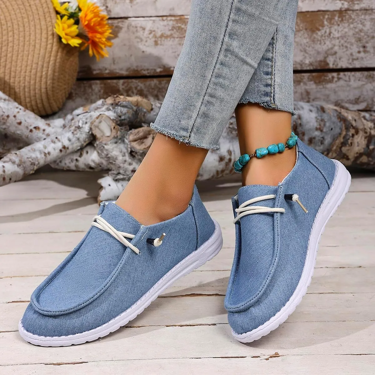 Unisex-Adult Sunflower Floral Canvas Loafers Comfortable Boat Shoes Easy Slip On Lightweight Deck Shoes Elastic Laces Outdoor Flat Walking Shoes Breathable Drving Shoes Sneakers for Women Men
