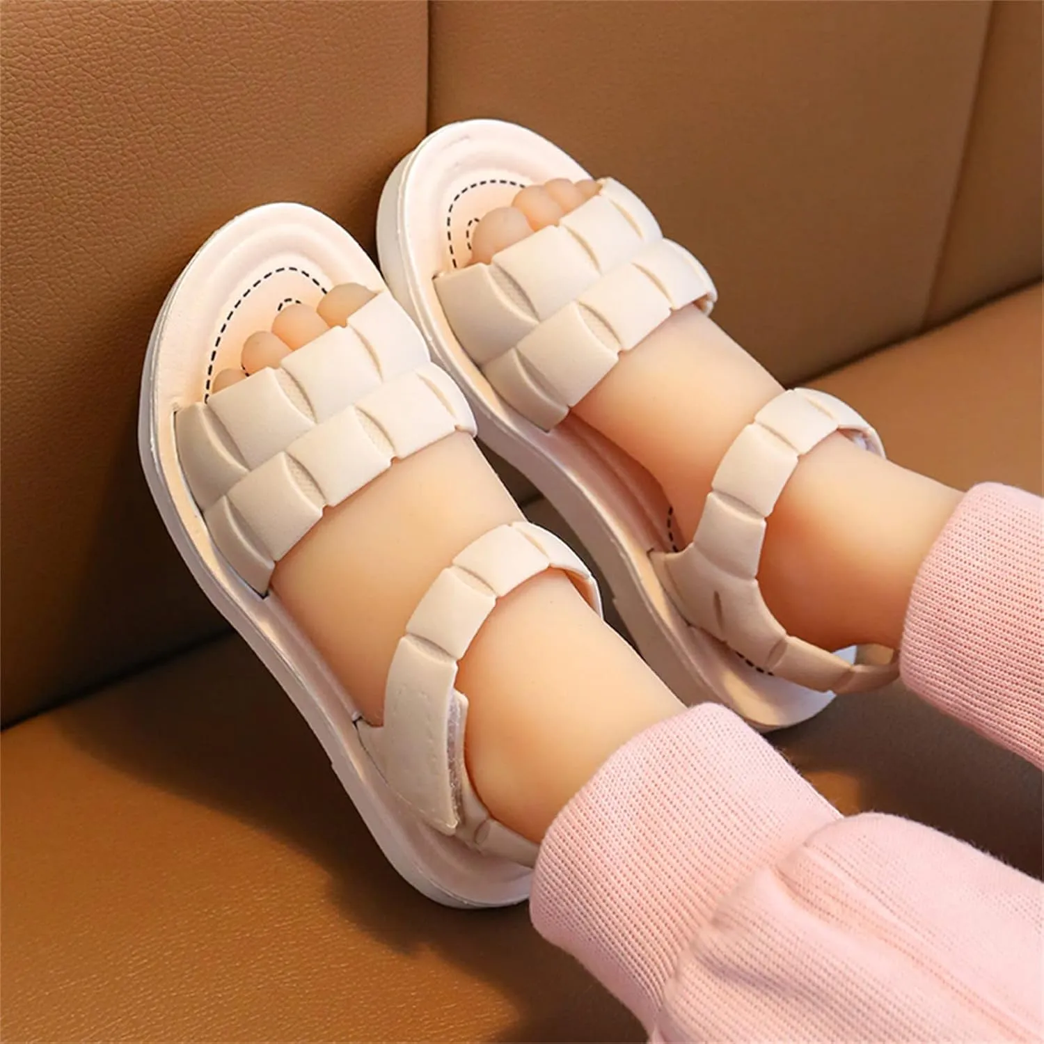 Unisex Kids Summer Sandals Baby Comfort Anti-Slip Open Toe Adjustable Walking Beach Shower Shoes for Boys Girls