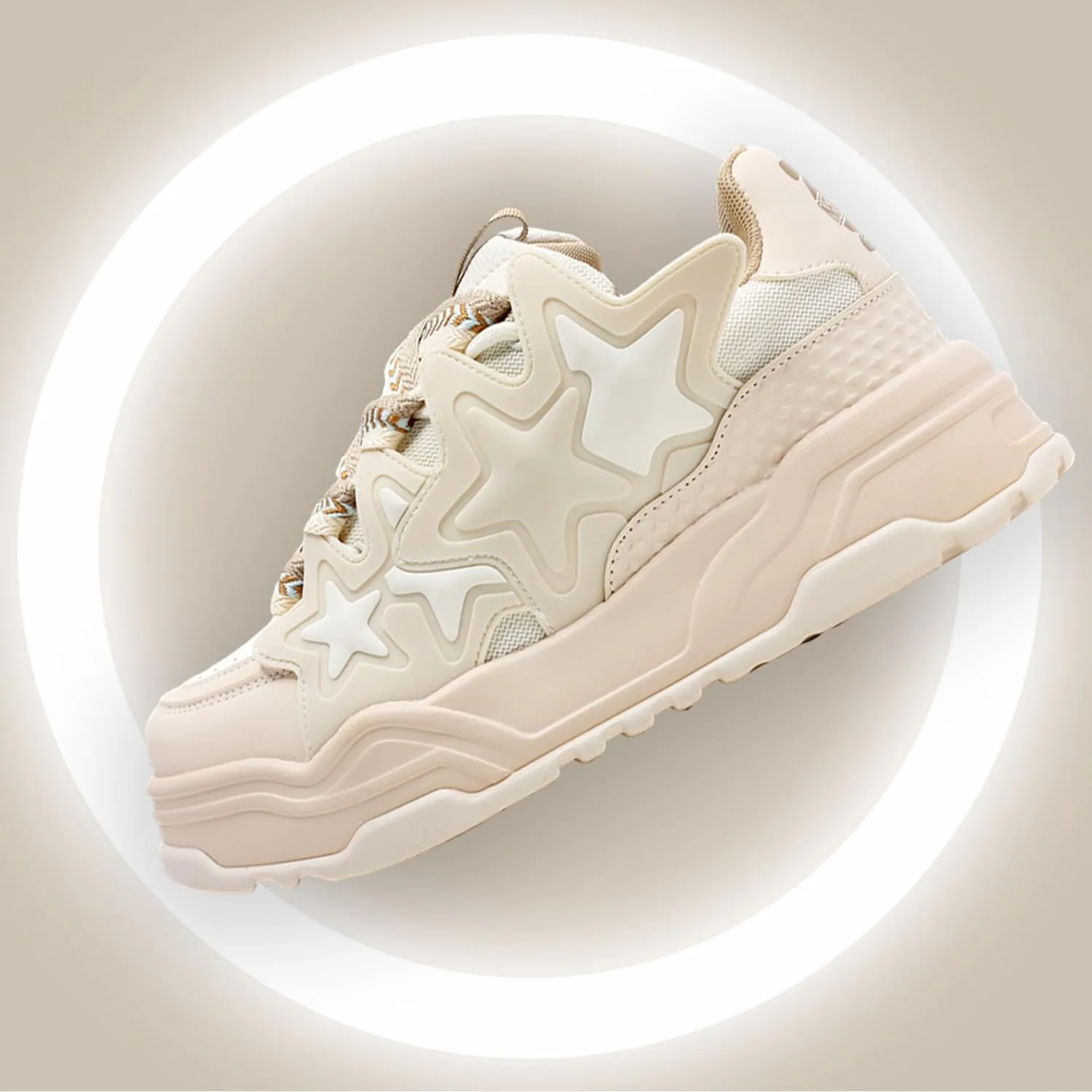 Unisex Stars Casual Walking Shoes Women's Fashion Cute Platform Chunky Sneakers Trendy Comfortable Men's Tennis