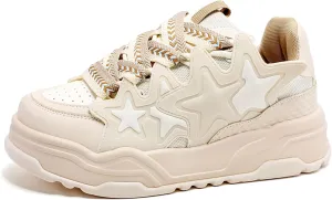 Unisex Stars Casual Walking Shoes Women's Fashion Cute Platform Chunky Sneakers Trendy Comfortable Men's Tennis