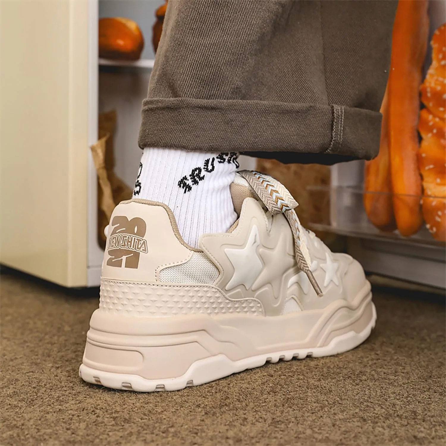 Unisex Stars Casual Walking Shoes Women's Fashion Cute Platform Chunky Sneakers Trendy Comfortable Men's Tennis