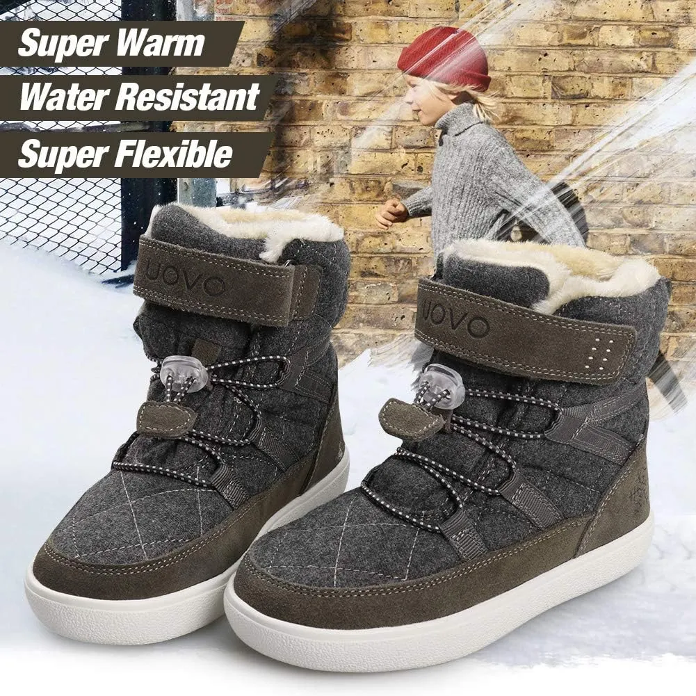 UOVO Boys Snow Boots Winter Waterproof Slip Resistant Fur Lined Outdoor Shoes(Little Kid/Big Kid)