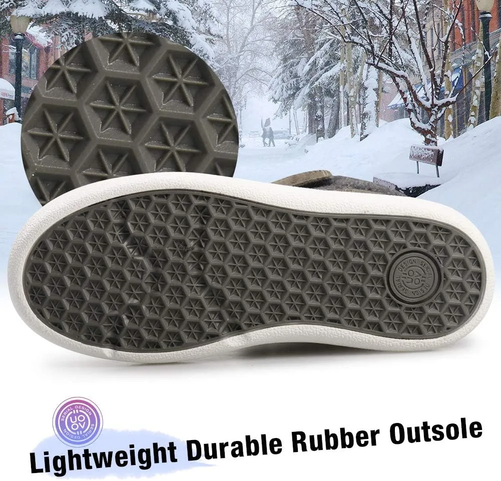 UOVO Boys Snow Boots Winter Waterproof Slip Resistant Fur Lined Outdoor Shoes(Little Kid/Big Kid)