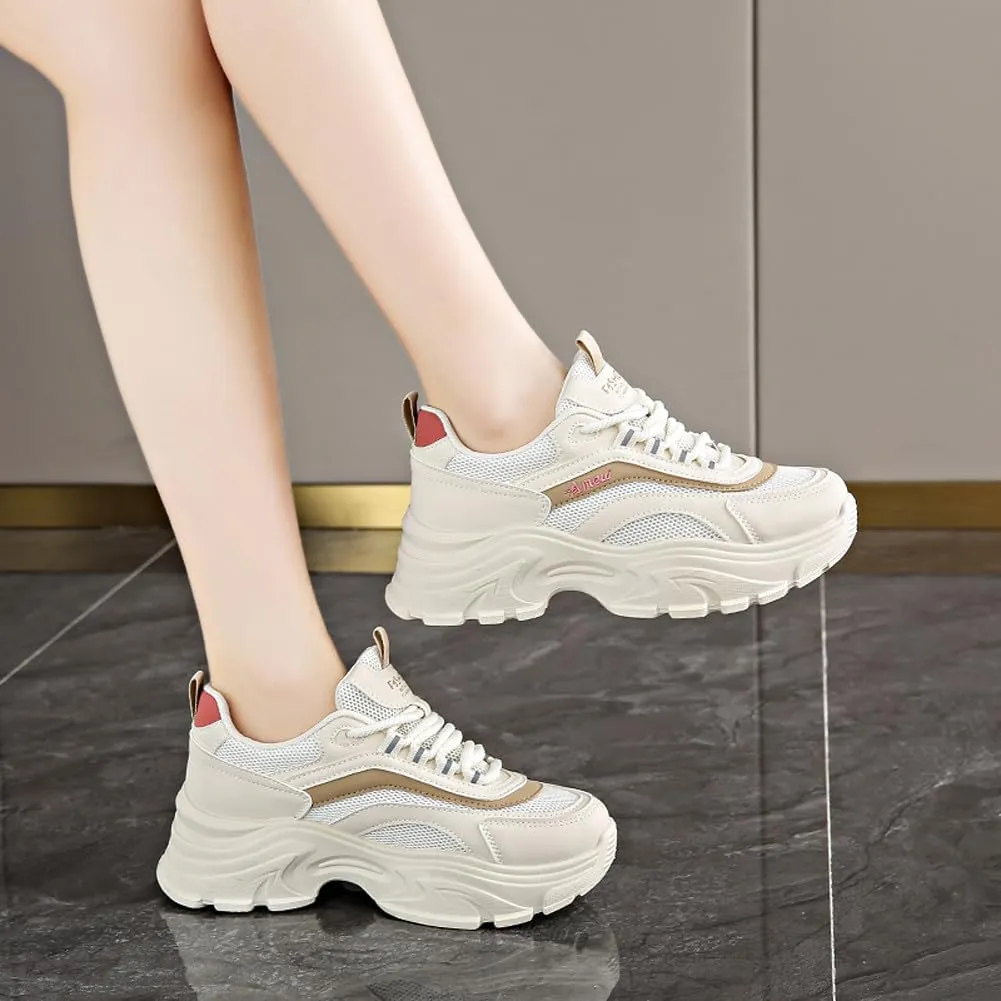 VAXAV Women's Stylish Chunky Shoes Breathable Mesh Platform Sneakers Casual Jogging Walking Shoes 5.5-8.5