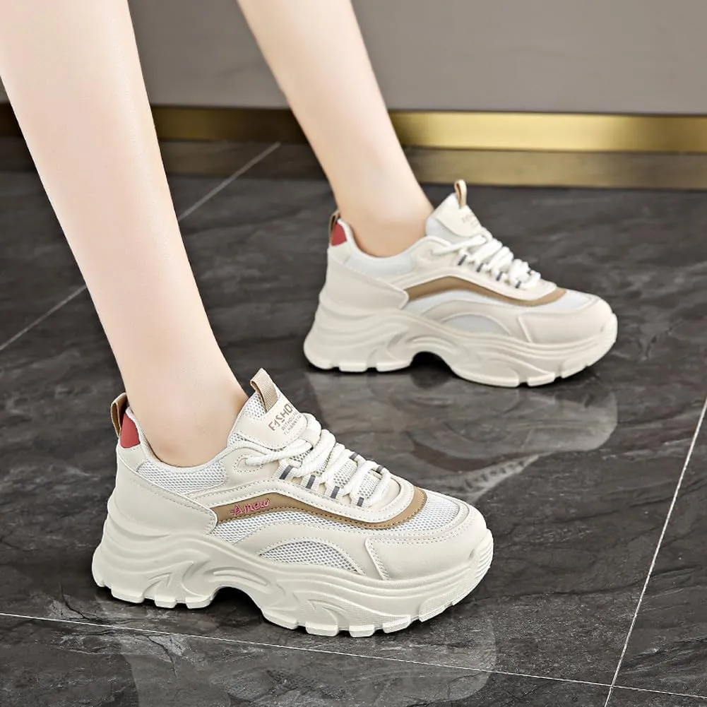 VAXAV Women's Stylish Chunky Shoes Breathable Mesh Platform Sneakers Casual Jogging Walking Shoes 5.5-8.5