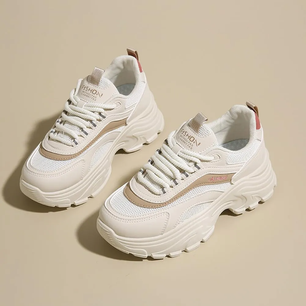 VAXAV Women's Stylish Chunky Shoes Breathable Mesh Platform Sneakers Casual Jogging Walking Shoes 5.5-8.5