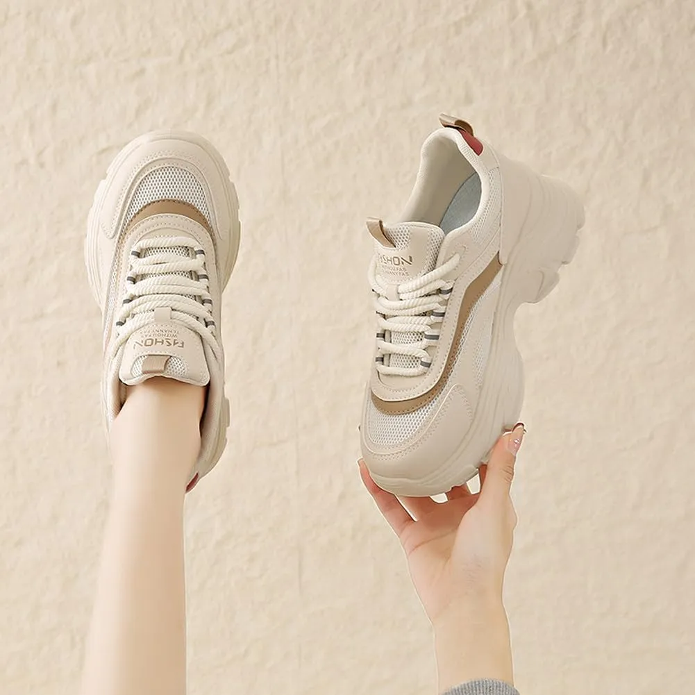 VAXAV Women's Stylish Chunky Shoes Breathable Mesh Platform Sneakers Casual Jogging Walking Shoes 5.5-8.5