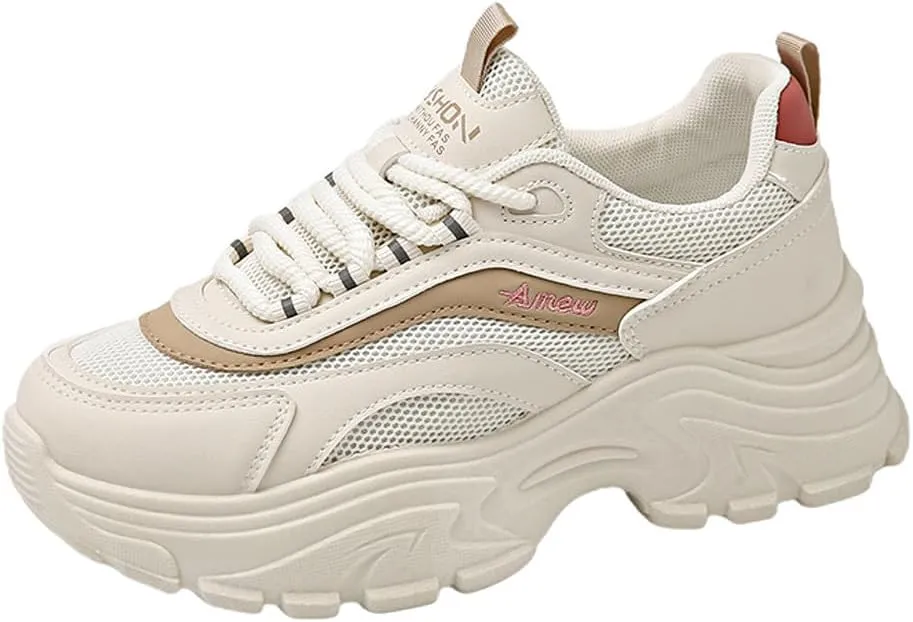 VAXAV Women's Stylish Chunky Shoes Breathable Mesh Platform Sneakers Casual Jogging Walking Shoes 5.5-8.5