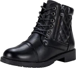 Vepose Women's Combat Ankle Boots, Lace up Comfortable Booties Low Heel
