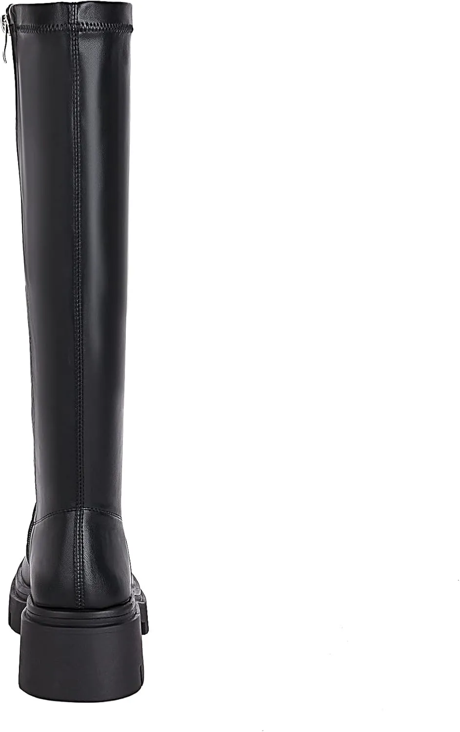 vivianly Women's Chunky Heel Knee high Boots Zipper Square Toe Platform Booties
