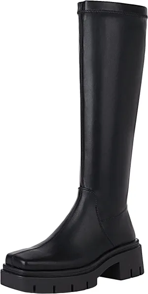vivianly Women's Chunky Heel Knee high Boots Zipper Square Toe Platform Booties