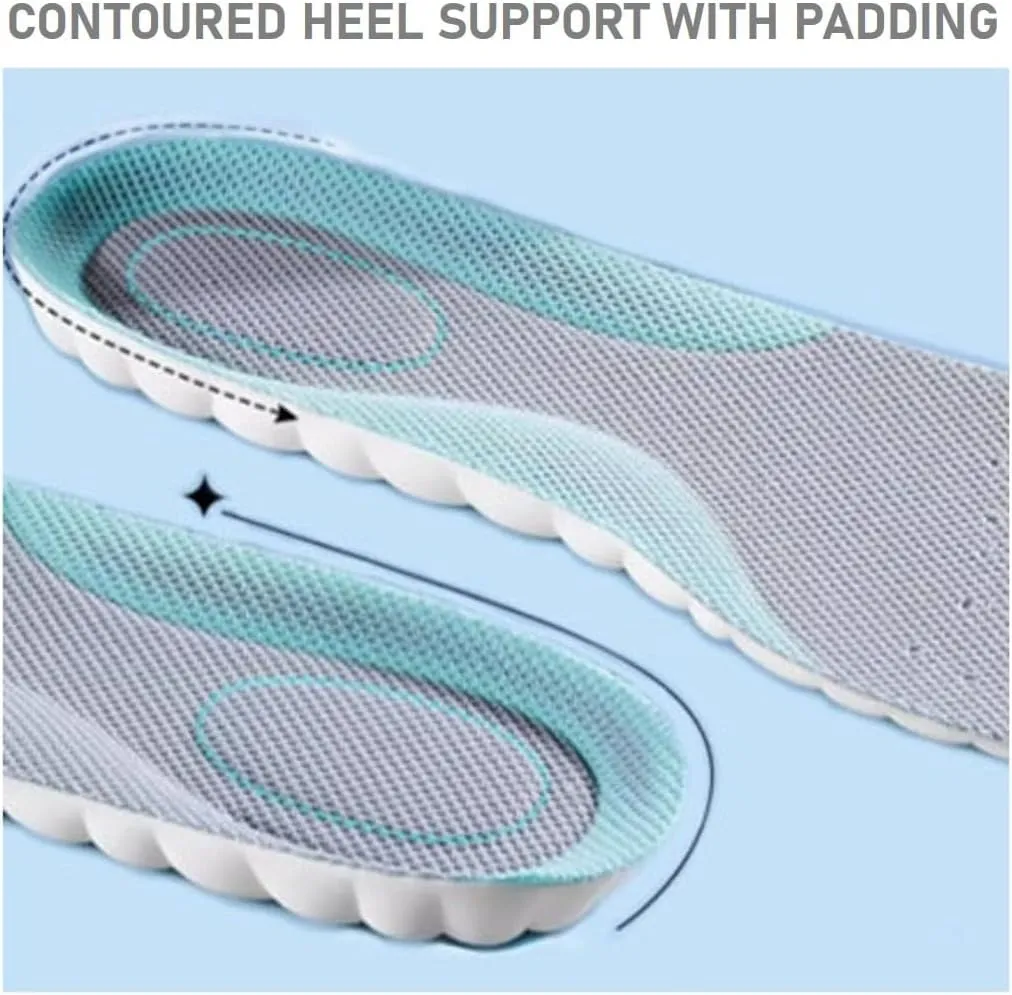 VivoFoot 2 Pair Memory Foam Insoles, Cloud Sole Pads, Anti-Fatigue Pain Relief Everyday Work Sport Running Comfort Shoe Insert, Cushion Replacement Filler, Trim to Fit for Men Women (US M 7-11, Grey)