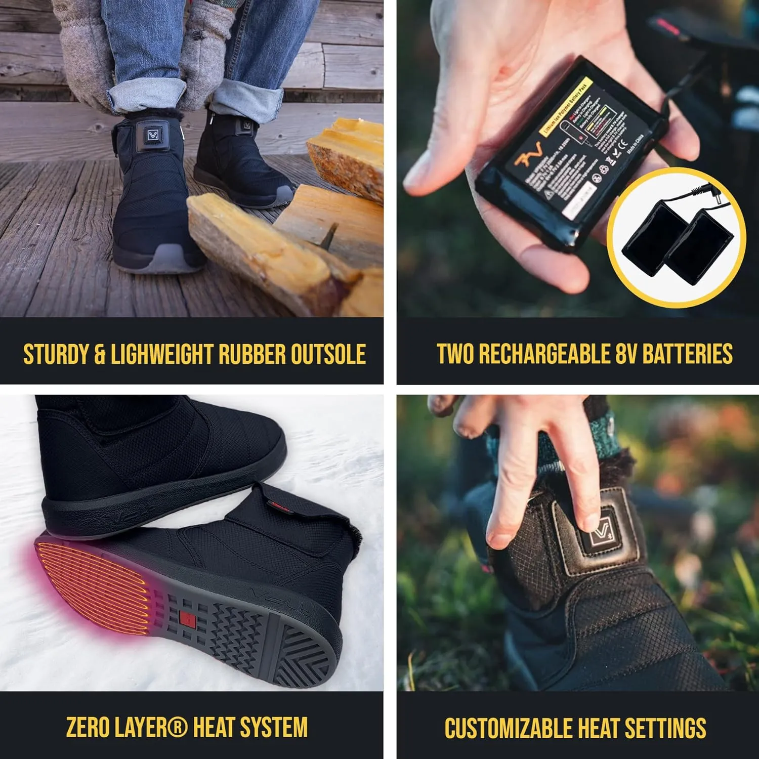 Volt Lava Boots - Indoor or Outdoor Heated Slippers - Rechargeable Foot Warmer - Warming Shoes for Men & Women