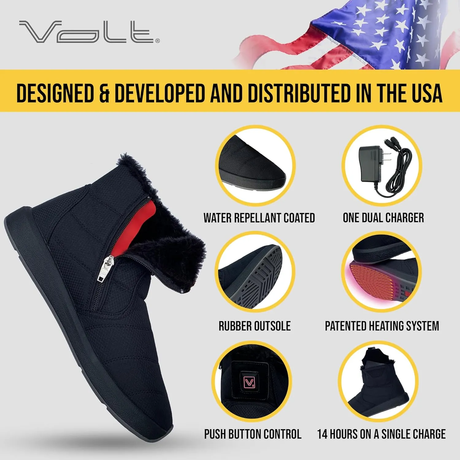 Volt Lava Boots - Indoor or Outdoor Heated Slippers - Rechargeable Foot Warmer - Warming Shoes for Men & Women