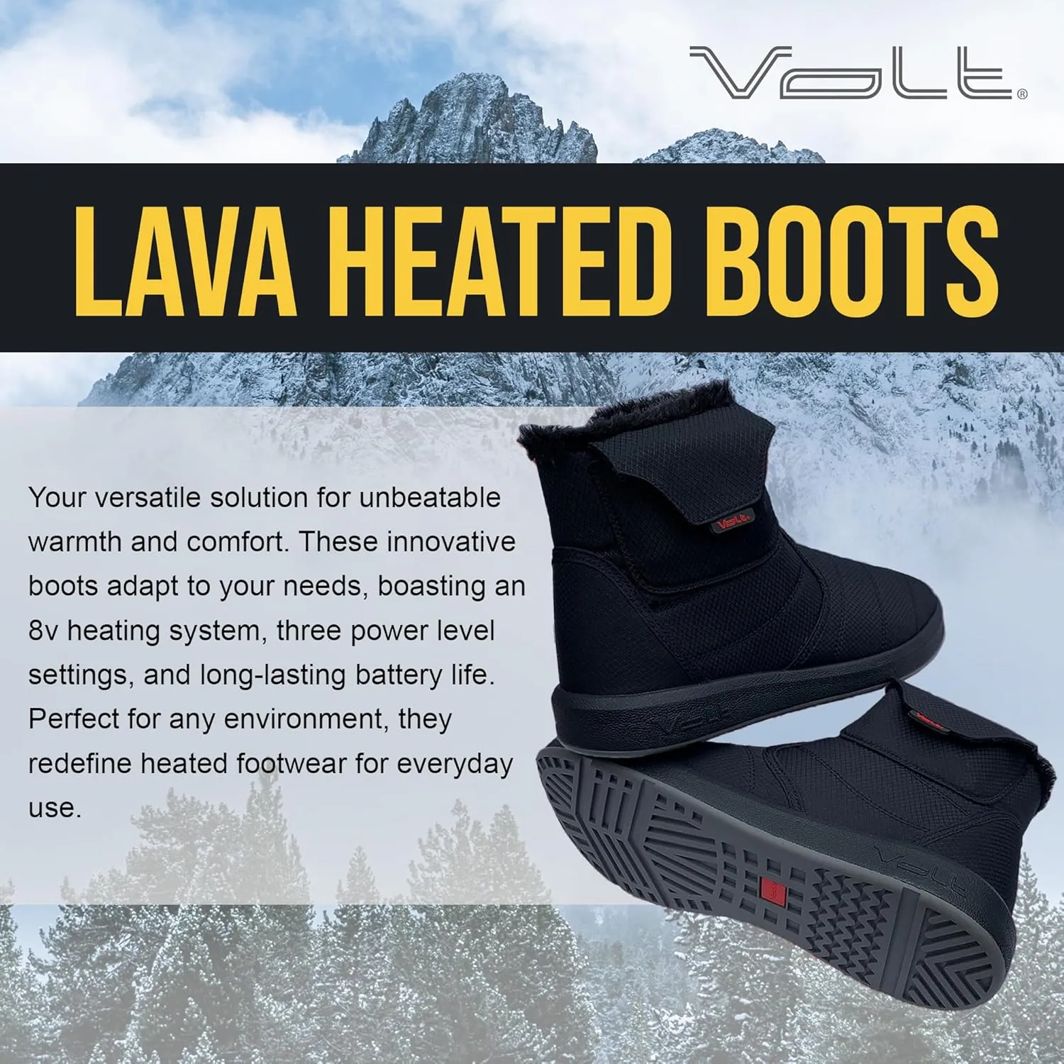 Volt Lava Boots - Indoor or Outdoor Heated Slippers - Rechargeable Foot Warmer - Warming Shoes for Men & Women