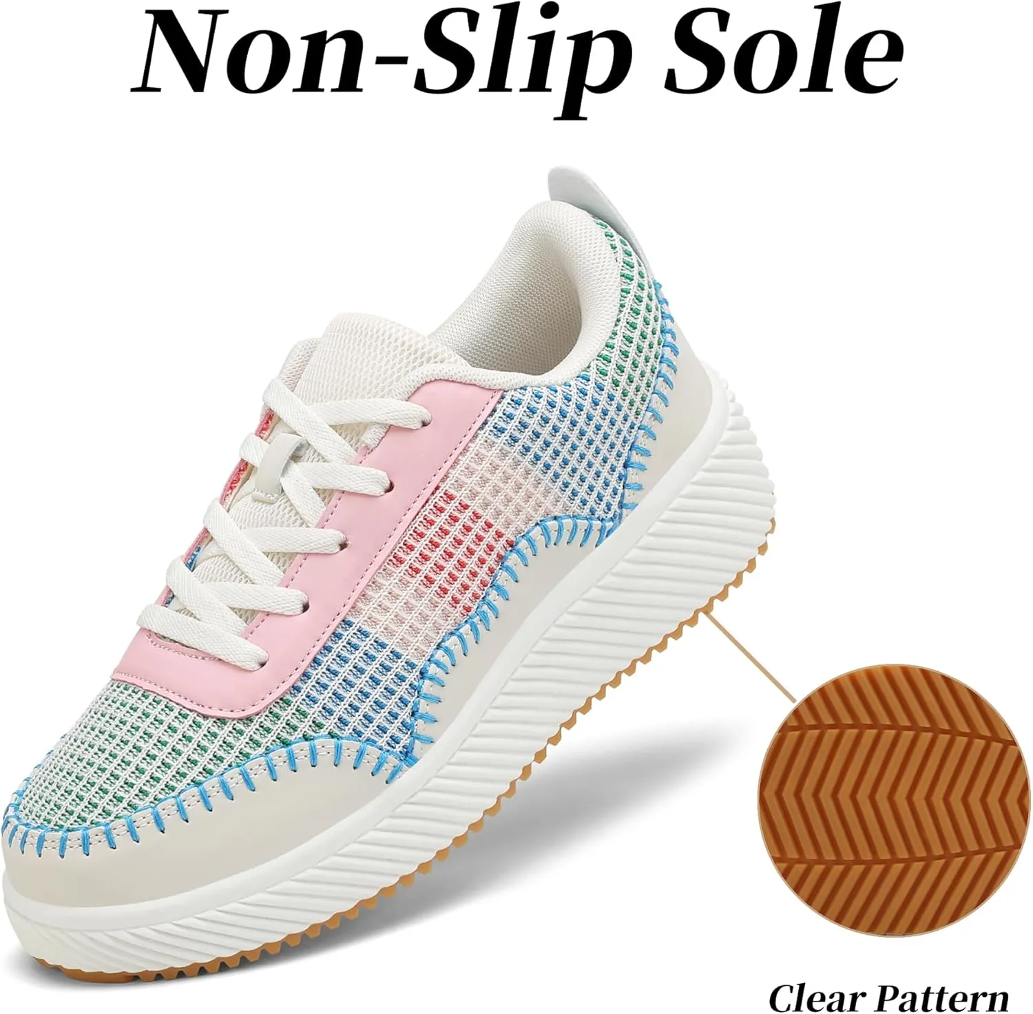 VZQ Platform Sneakers for Women,Comfortable Low Top Braided Womens Chunky Sneakers Casual Classic Tennis Shoes for Walking