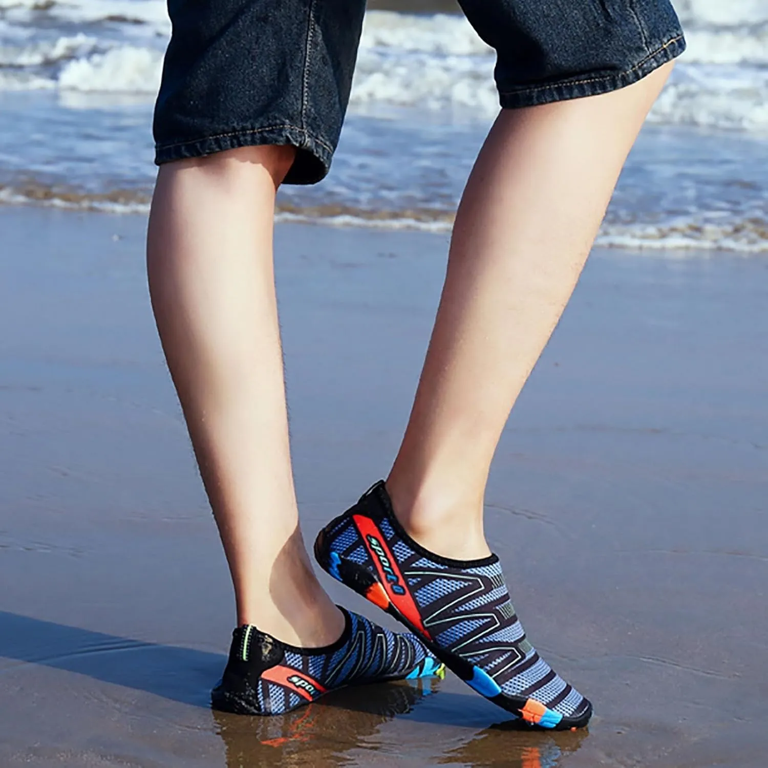 Water Socks for Women Men Swim Aqua Socks Beach Pool Quick Dry Barefoot Surf River Boat Kayak Sea Yoga Sand Exercise Sport Accessories Breathable Mesh Knit Indoor Fitness Shoes Women Men