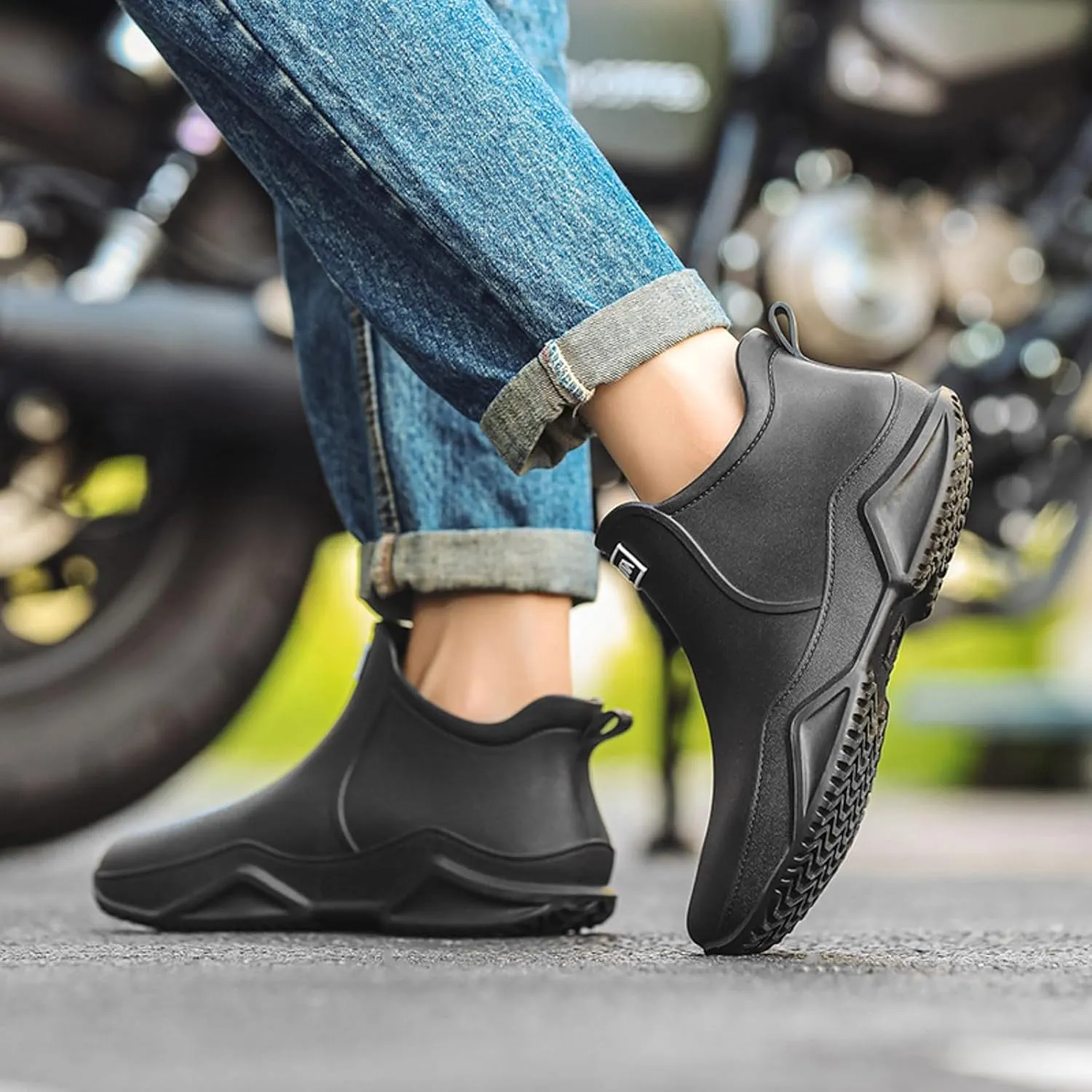 Waterproof Non-Slip Rain Boots for Outdoor, Man Women's Short Rain Boots Anti-Slipping Rainboots for Ladies Lightweight Stylish Ankle Rain Shoes Outdoor Work Booties