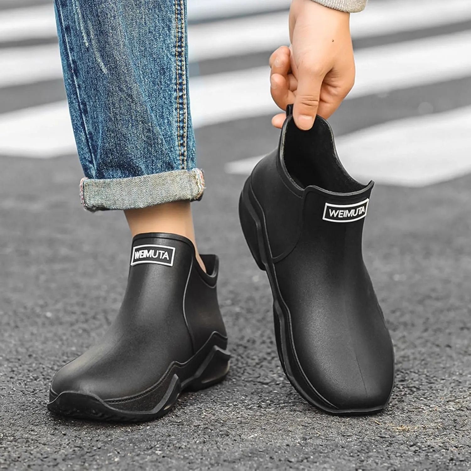 Waterproof Non-Slip Rain Boots for Outdoor, Man Women's Short Rain Boots Anti-Slipping Rainboots for Ladies Lightweight Stylish Ankle Rain Shoes Outdoor Work Booties
