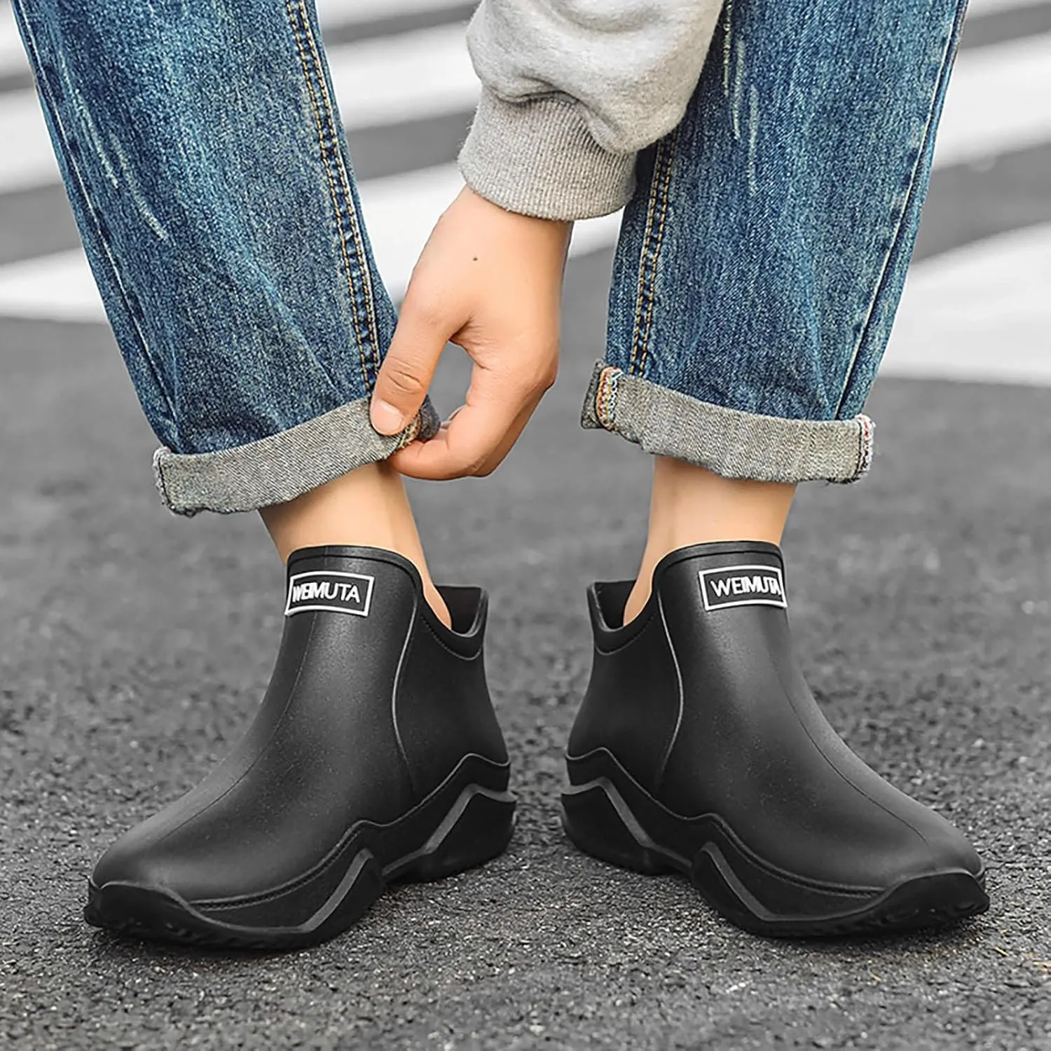 Waterproof Non-Slip Rain Boots for Outdoor, Man Women's Short Rain Boots Anti-Slipping Rainboots for Ladies Lightweight Stylish Ankle Rain Shoes Outdoor Work Booties