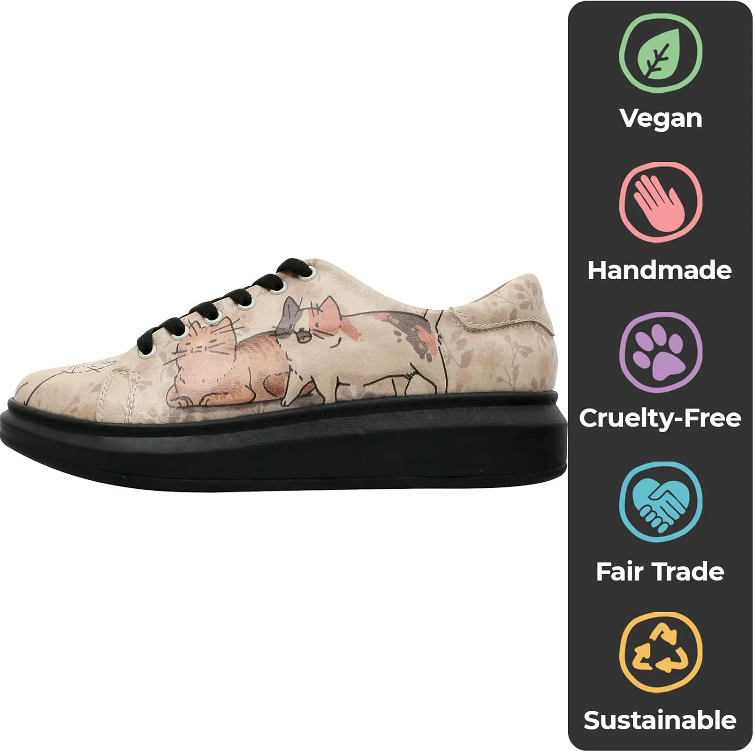 Wedge Platform Sneakers for Women - Handmade Vegan Leather, Unique Chunky Sneakers