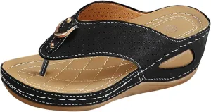 Wedge Sandals for Women Comfortable Orthopedic Casual Walking Arch Support Open Toe Flip Flops Summer Beach Slip on Dressy Elegant Boho Sandals