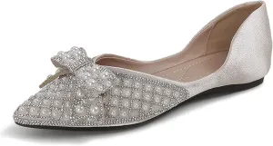 WENJIAZHIZHI Women's Ballet Flats Glittery Dress Shoes for Women Wedding Party Dressy Comfortable Slip On Flats