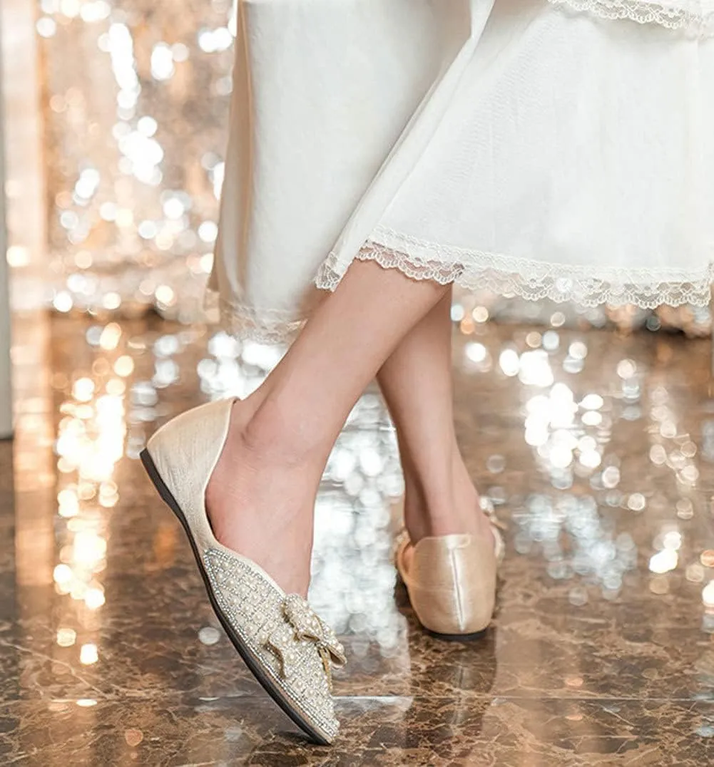 WENJIAZHIZHI Women's Ballet Flats Glittery Dress Shoes for Women Wedding Party Dressy Comfortable Slip On Flats