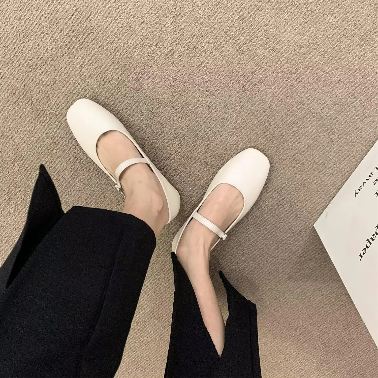 WENJIAZHIZHI Women's Round Toe Mary Janes Cute Bow Ballet Flats Elegant Low-Heel Girls Dress Shoes Wedding Slip-ons
